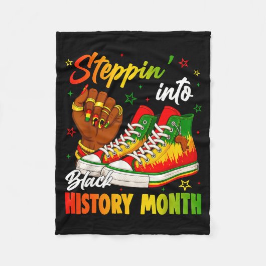 Stepn' Into Black History Month Black Sneakers Wom フリースブランケット (正面)