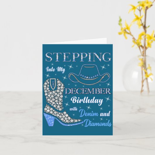 Stepng Into My December Birthday With Denim And Di カード (黄色い花)