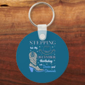 Stepng Into My December Birthday With Denim And Di キーホルダー (正面)