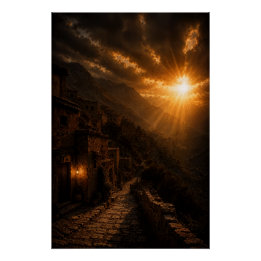 Stepped Mountain Village Poster ポスター