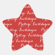 Ster Kerst tekst stickers "Prettige Feestdagen"