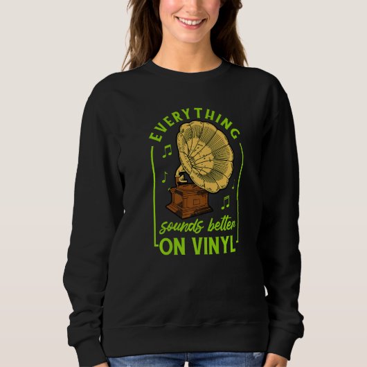 Stereo Vinyl Record Buff Music Disc Player Audio A スウェットシャツ (正面)