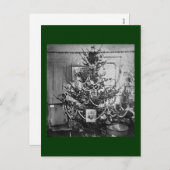 Stereoviewのクリスマスツリーのビクトリアンな19世紀のヴィンテージ シーズンポストカード (正面/裏面)