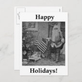 Stereoviewサンタ及び米国旗カリフォルニア1901年 シーズンポストカード (正面/裏面)