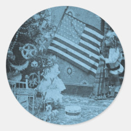 Stereoview - Patriotic Christmas circa 1901 ラウンドシール