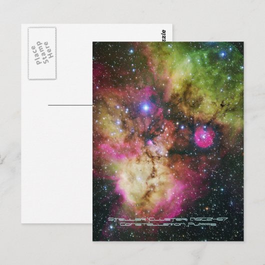 Sterla Cluster - NGC 2467、Constellation Pupis ポストカード (正面/裏面)