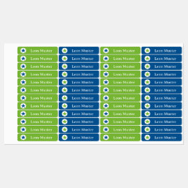 Stern - grün blau - 96 schmale Kinder  ラベル