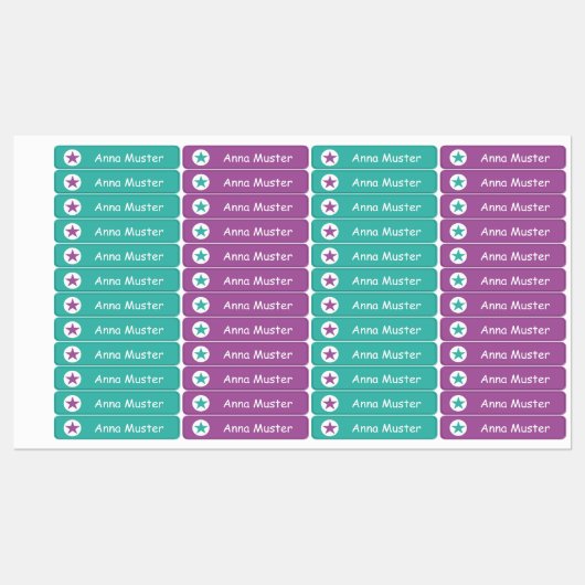 Stern - türkis lila - 96 schmale Kinder  ラベル (シート)