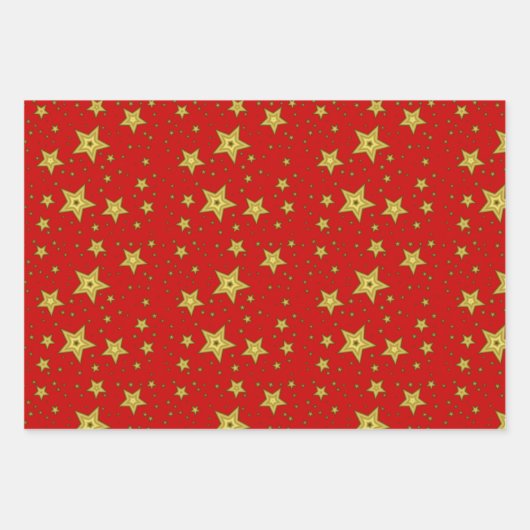 Sterne auf rotem Untergrund ラッピングペーパーシート (正面)