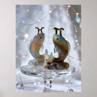 Sternzeichen Fische Glasskulpturen ポスター