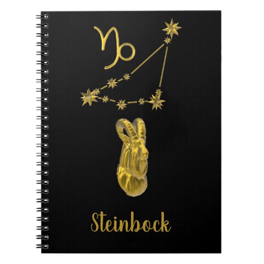 Sternzeichen Steinbock, gold -  ノートブック (正面)