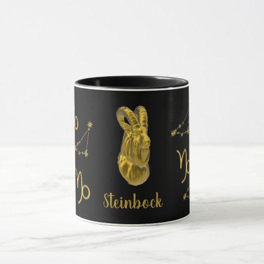 Sternzeichen Steinbock, gold -  マグカップ (中央)