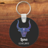 Sternzeichen Stier als Stierkopf mit Weltraum キーホルダー (正面)