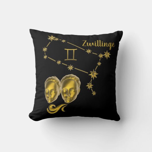 Sternzeichen Zwillinge, gold -  クッション (正面)