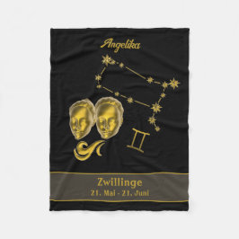 Sternzeichen Zwillinge, gold -  フリースブランケット