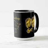 Sternzeichen Zwillinge, gold -  マグカップ (正面右)