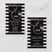 Stethescopeを看護しているBWのストライプでモダンなナース 名刺 (正面/裏面)