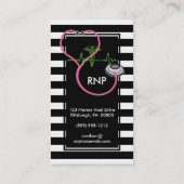 Stethescopeを看護しているBWのストライプでモダンなナース 名刺 (裏面)