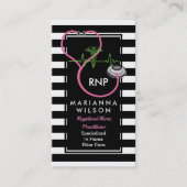 Stethescopeを看護しているBWのストライプでモダンなナース 名刺 (正面)