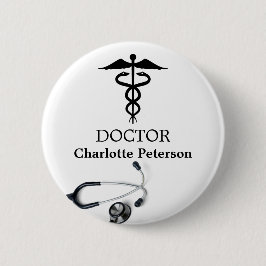 Stethoscope Caduceus Doctor Nameタグ 缶バッジ
