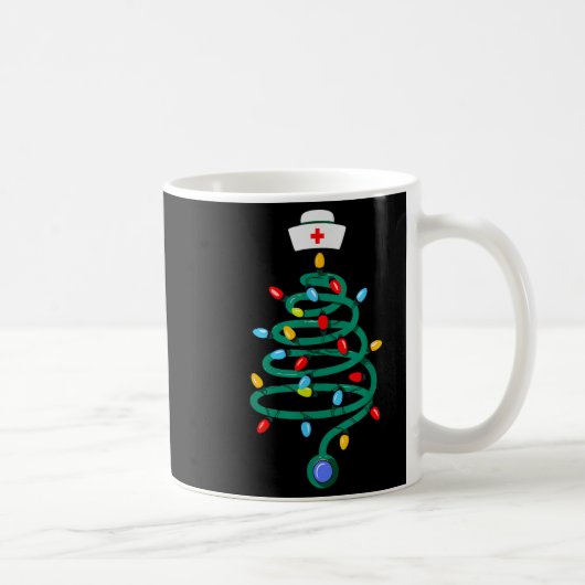 Stethoscope Christmas Tree Registered Doctor Nurse コーヒーマグカップ (右)