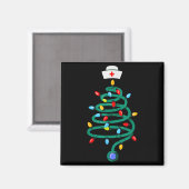 Stethoscope Christmas Tree Registered Doctor Nurse マグネット (正面/裏面)