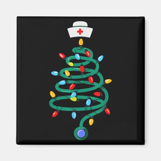 Stethoscope Christmas Tree Registered Doctor Nurse マグネット (正面)