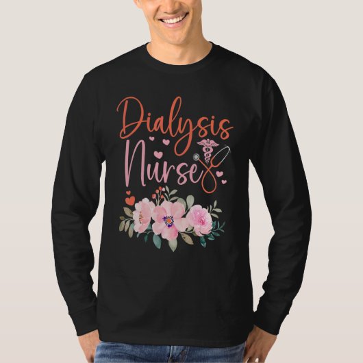 Stethoscope Floral Dialysis Nurse Appreciation Tシャツ (正面)