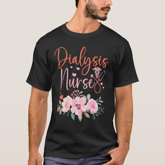 Stethoscope Floral Dialysis Nurse Appreciation Tシャツ (正面)