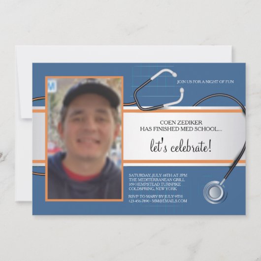 Stethoscope Photo Custom Invitations 招待状 (正面)