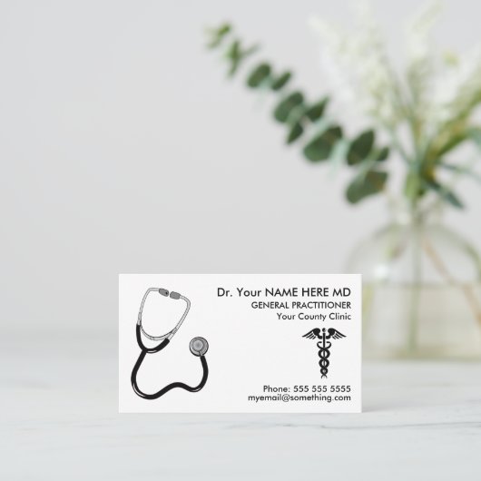 Stethoscope White Appointment博士 名刺 (スタンド正面)