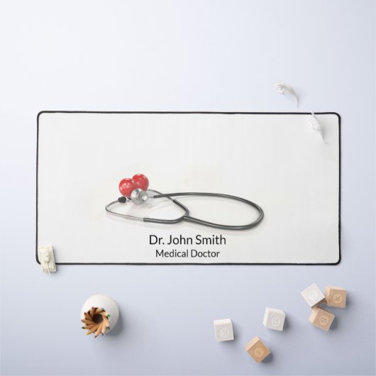 Stethoscope with Heart | Medical Care & Healthcare デスクマット (キッズテーブル)