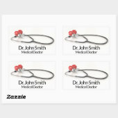 Stethoscope with Heart | Medical Care & Healthcare 長方形シール (シート)