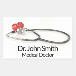 Stethoscope with Heart | Medical Care & Healthcare 長方形シール