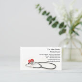 Stethoscope with Heart with Notes Section Medical  予約カード (スタンド正面)