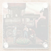 Stevan Dohanos著列車のヤードの花園 ガラスコースター (裏面)