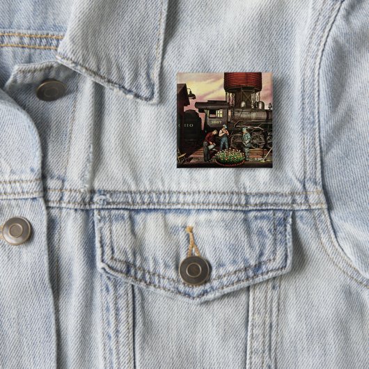 Stevan Dohanos著列車のヤードの花園 缶バッジ (インサイチュ)