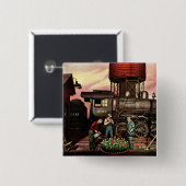 Stevan Dohanos著列車のヤードの花園 缶バッジ (正面&裏面)