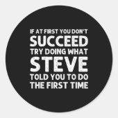 Steve Gift Name D Birthday Funny Christ  ラウンドシール (正面)