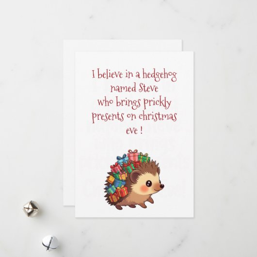 Steve the Hedgehog – Funny Atheist christmas card シーズンカード (正面/裏面インサイチュ)