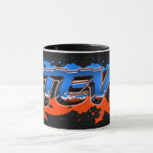 Steve Vorname Name Graffiti blue orange Tasse マグカップ (中央)