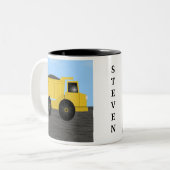 Steven Dump Truck パーソナライズされた Name Mug ツートーンマグカップ (正面左)