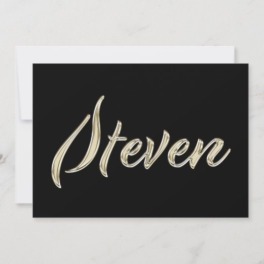 Steven Name white gold Handwriting Karte カード (正面)