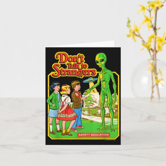 Steven Rhodes Don't Talk To Strangers Alien Retro カード (黄色い花)
