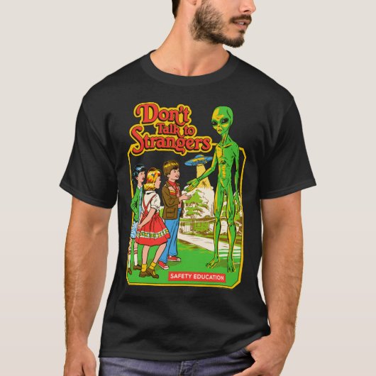 Steven Rhodes Don't Talk To Strangers Alien Retro Tシャツ (正面)