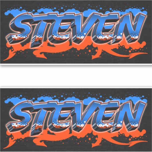 Steven Vorname Name Graffiti Aufkleber Sticker シール (正面)