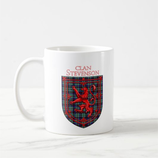 Stevenson Tartan Scottish Plaid Lion Rampant コーヒーマグカップ (左)