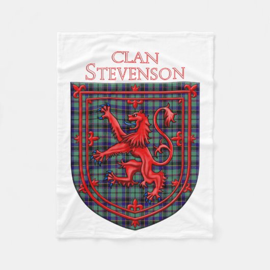 Stevenson Tartan Scottish Plaid Lion Rampant フリースブランケット (正面)