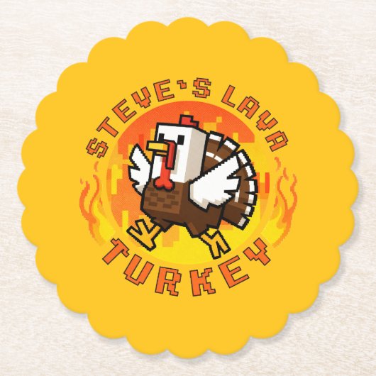 Steve's Lava Chicken Turkey Minecraft Thanksgiving ペーパーコースター (正面)
