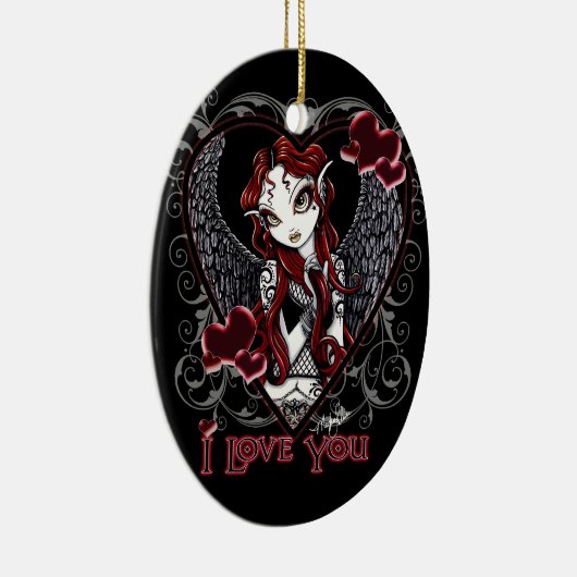 "Stevie"のゴシック様式バレンタインの入れ墨の天使のオーナメント セラミックオーナメント (右)